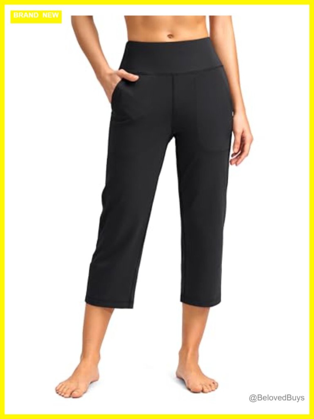 SANTINY Capri Pants with Pockets Yoga Capris Leggings High Rise